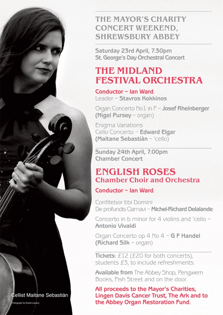 affiche de Midland Festival Orchestra - Concerto d'Elgar avec Maitane Sebastián en Angleterre le 23 et 24 avril 2016 affiche de Midland Festival Orchestra - Concerto d'Elgar avec Maitane Sebastián en Angleterre le 23 et 24 avril 2016