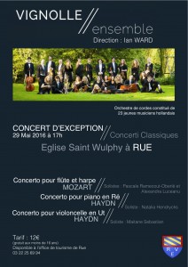 affiche du concert Vignolle ensemble avec Maitane Sebastian soliste le 29 mai 2016 à Rue